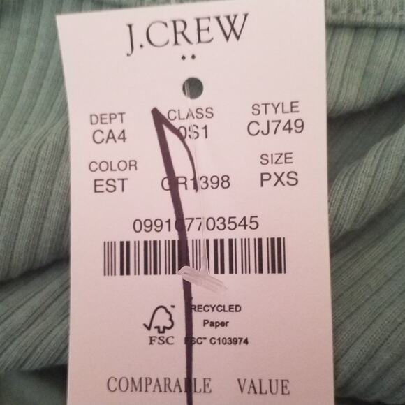 NWT J.Crew Factory Petite Ribbed Knit Mixy Midi Dress Green Size PXS - Picture 5 of 6